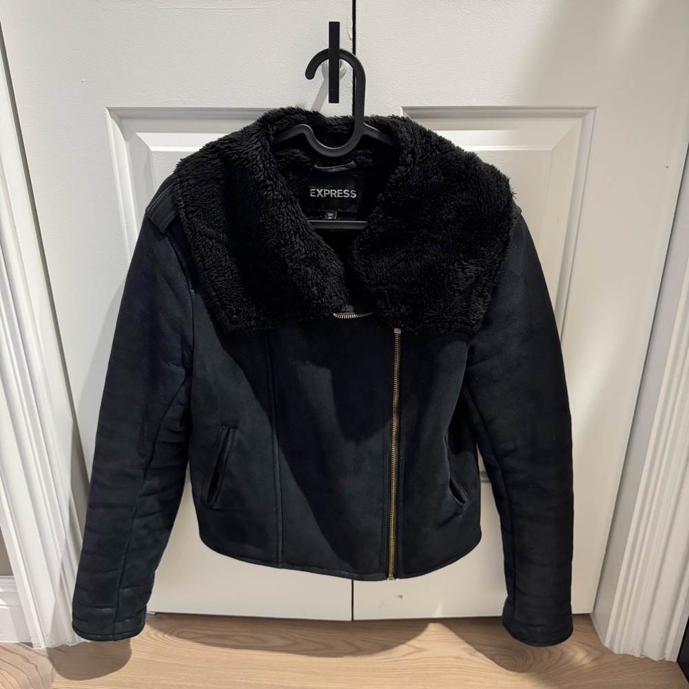 Express Faux Fur Moto Jacket